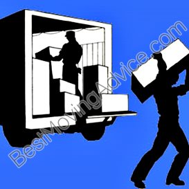 two movers are pushing a large crate